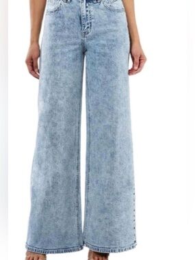 LOVE SOHO Acid Wash High-Rise Wide Leg Denim Jeans Size 11